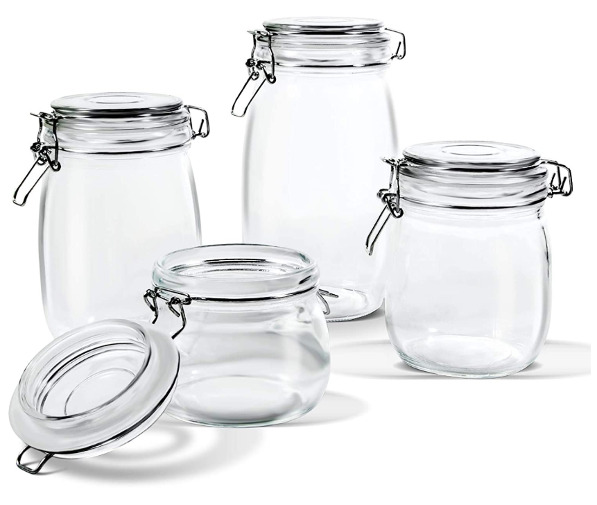 Airtight Dry Food Glass Storage Jars with Clamp Lids Exporter China