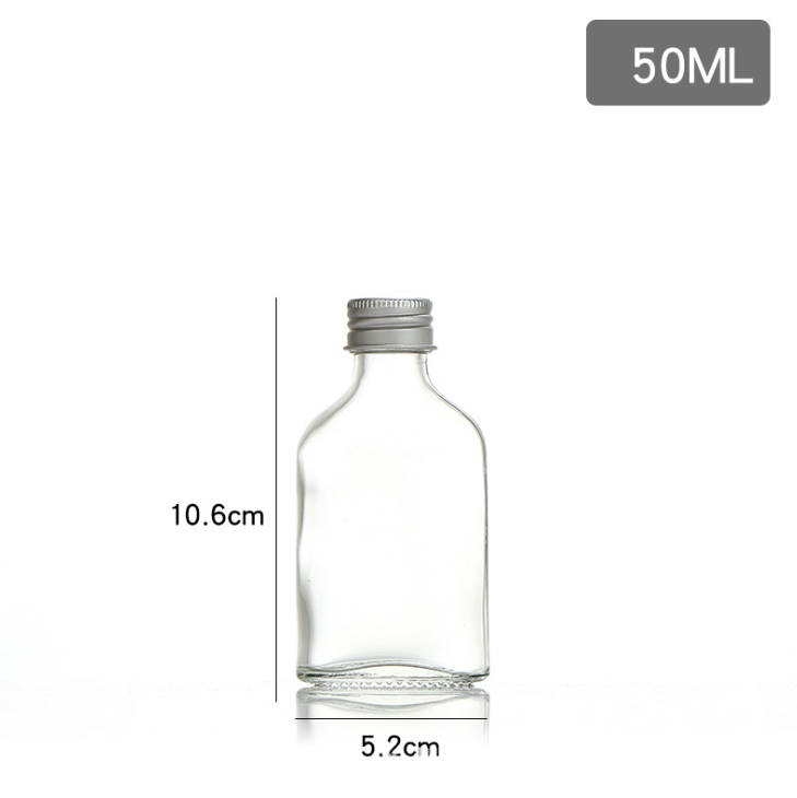 Square flat 200ml glass coffee drinks bottle with metal caps - Glass bottle  manufacturer in China, custom glass bottles