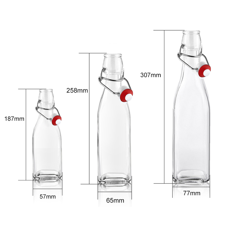 Wholesale square swing top bottle 250ml 500ml 750ml