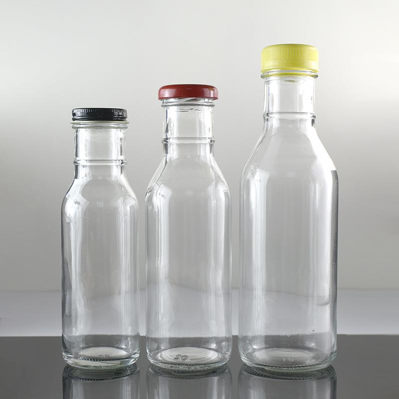Wide Mouth Glass Sauce Bottle, 12 oz