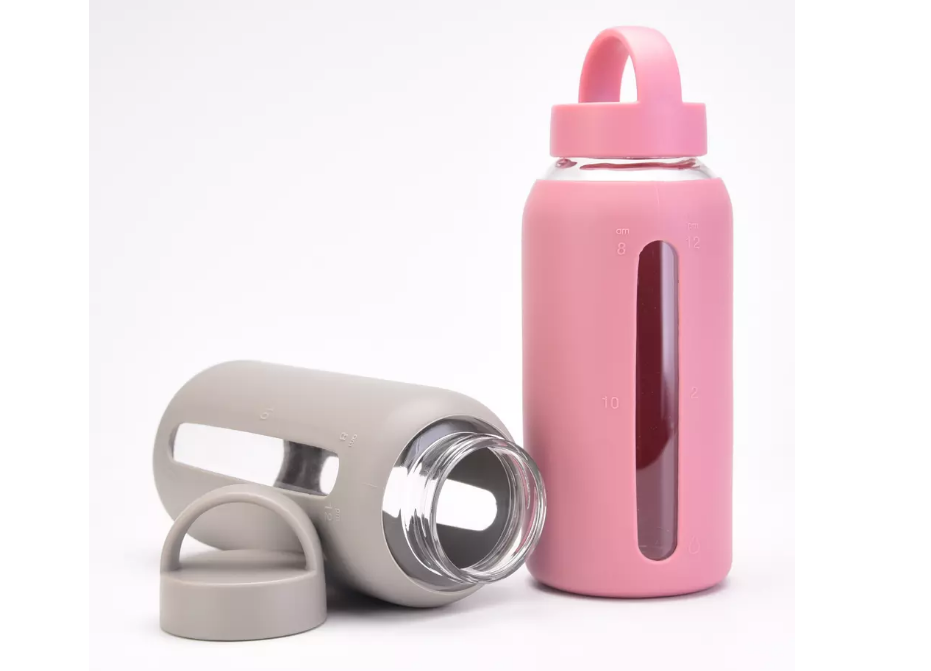 glass water bottle with sleeve