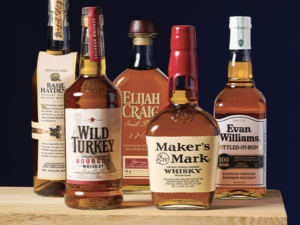 Bourbon whiskey bottles