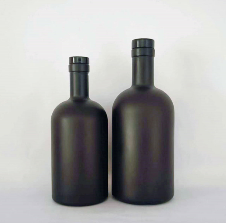 Black Liquor Bottle 750ml 500ml 375ml For Vodka Whiskey Spirits 9528