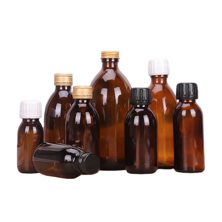 Amber glass medicine bottles syrup bottle 60ml 250ml 500ml